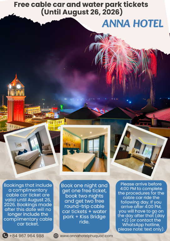 Anna Hotel - Free Ticket Cable Car & Hon Thom Water Park Through the End of August 2026